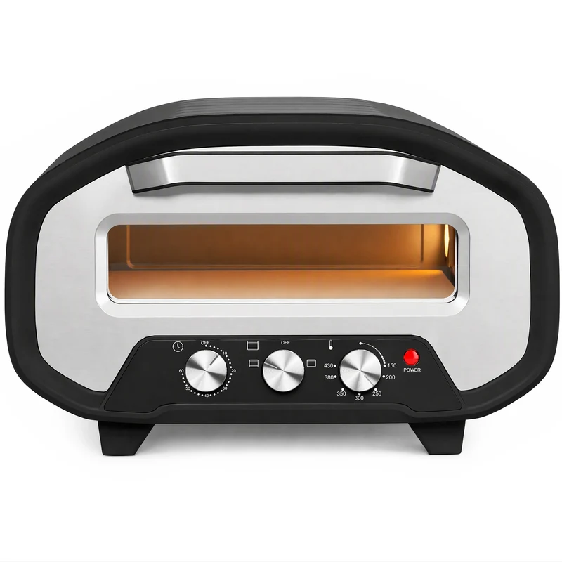 12-inch Indoor Electric Pizza Oven with Ceramic Stone, 2200W and Viewing Window