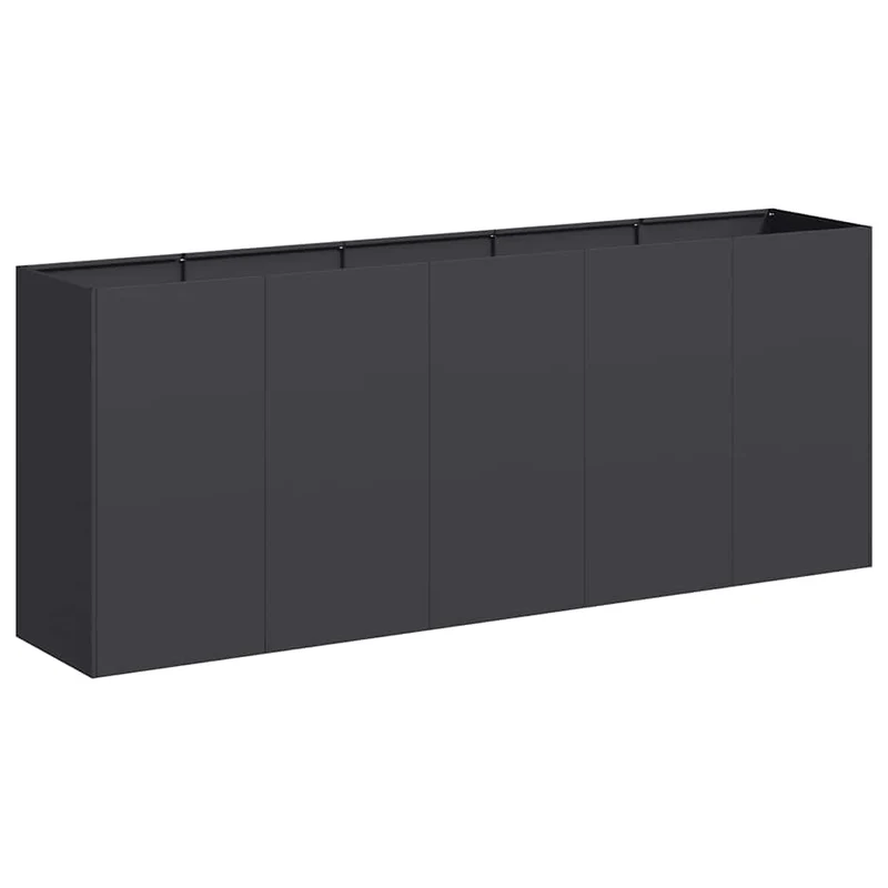 Pflanzkuebel Schwarz 200x40x80 cm Kaltgewalzter Stahl Hochbeet Garten