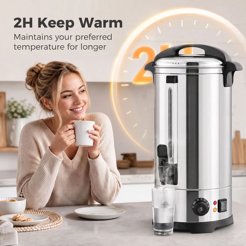 24L 2500W Stainless Steel Hot Water Urn with Thermostat, Keep Warm & Easy Tap