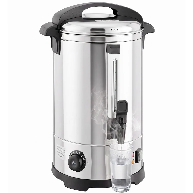 13L Hot Water Boiler with Thermostat & Keep Warm, Easy-Pour Stainless Steel Urn