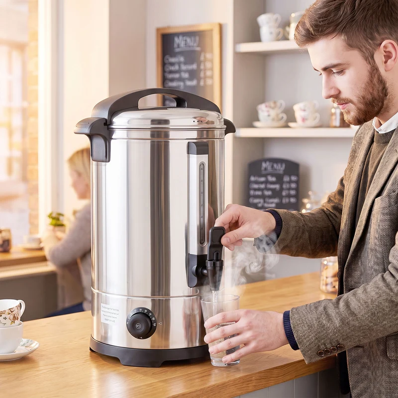 13L Hot Water Boiler with Thermostat & Keep Warm, Easy-Pour Stainless Steel Urn