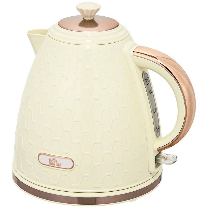 1.7L Fast-Boil Cordless Electric Kettle 3000W with Removable Filter, Beige