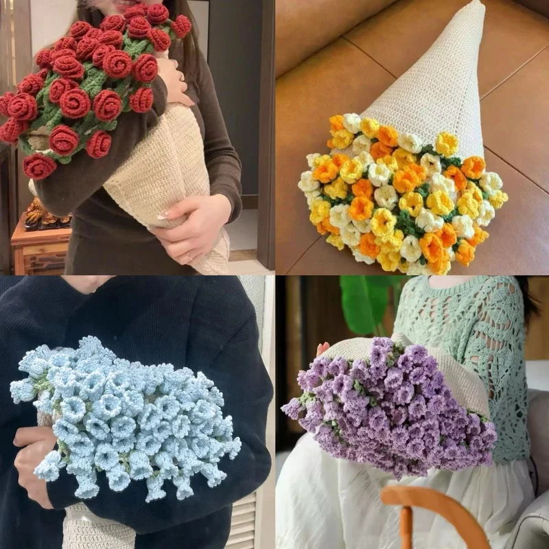 Handgemachter Häkelblumenstrauß