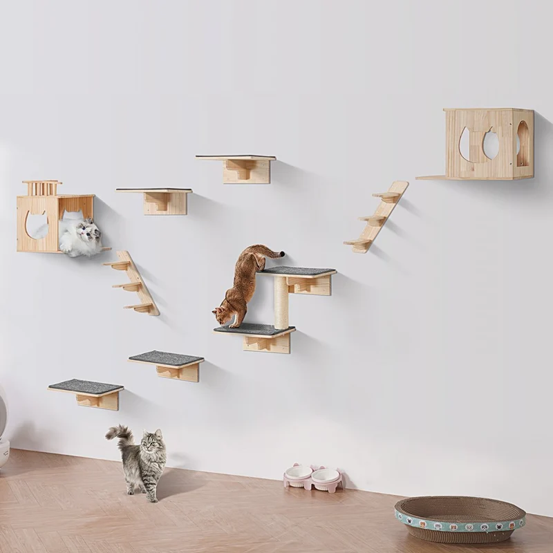 Katzenregale Katzenwandregale Sitzstange Sprungbretter Hängematte Katzenbaum