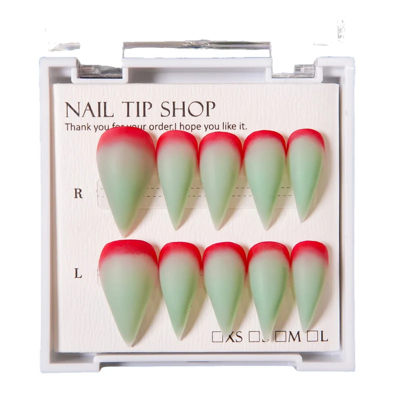 Stiletto Press-On Nail Set mit Ombre-Spitzen-Design