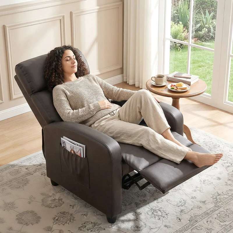 Fernsehsessel Liegefunktion Massagefunktion Relaxsessel Braun Kunstleder