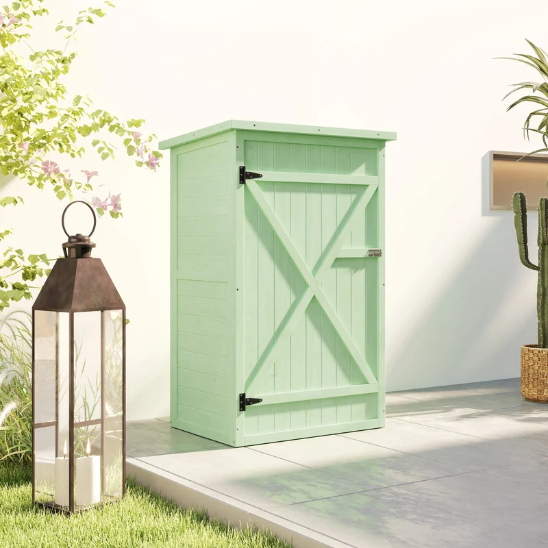 Gartenschrank Holz Abschließbar Geräteschuppen Pultdach 75x56x115cm