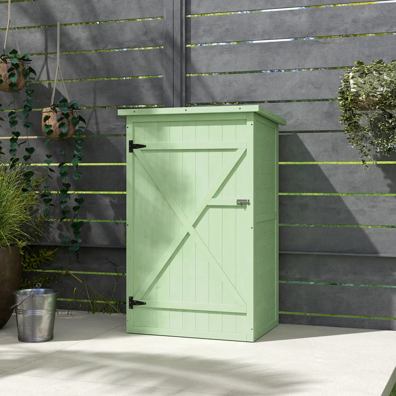 Gartenschrank Holz Abschließbar Geräteschuppen Pultdach 75x56x115cm