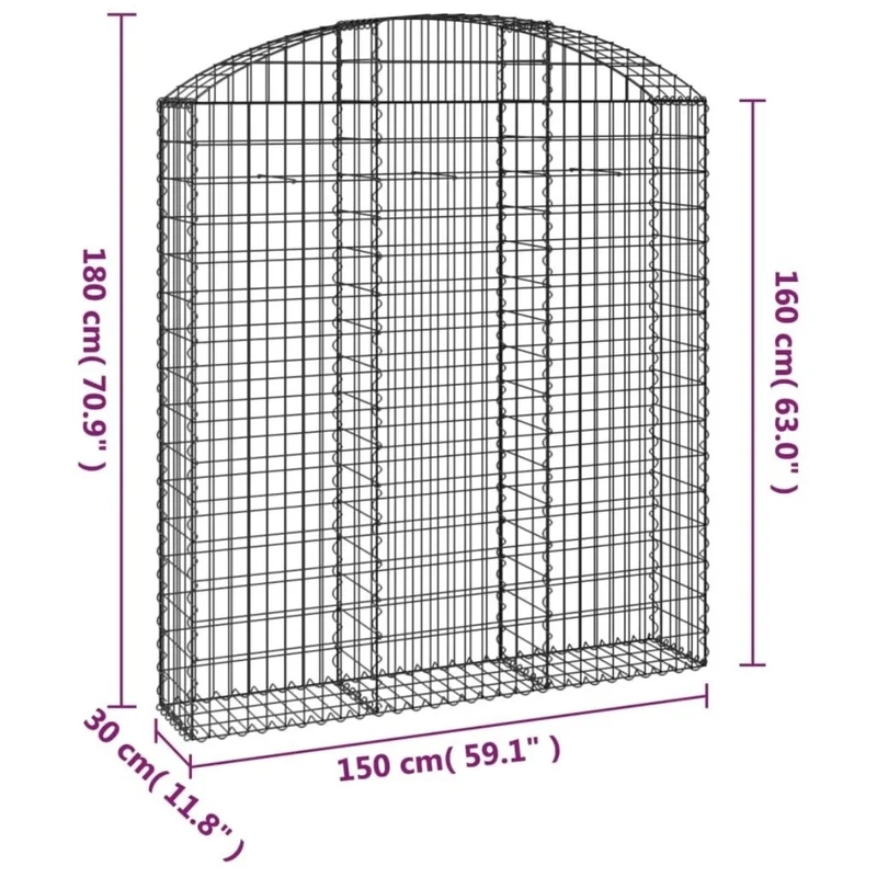Gabionenkorb Hochbogen Steinkorb Gabione Gartenzaun Draht 150x30x180cm