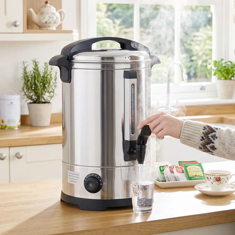 6.5L Catering Urn, 1500W Stainless Boiler with Thermostat, Keep Warm & Easy Tap