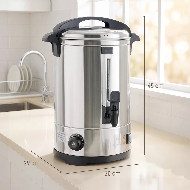 6.5L Catering Urn, 1500W Stainless Boiler with Thermostat, Keep Warm & Easy Tap