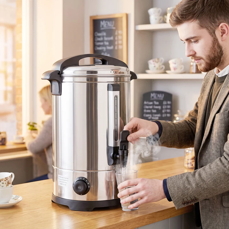 6.5L Catering Urn, 1500W Stainless Boiler with Thermostat, Keep Warm & Easy Tap