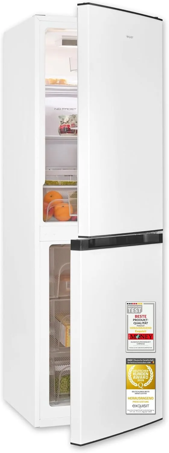 Exquisit Kühl-Gefrierkombination, 48, 5 cm, No Frost, freistehend, Kühlschrank mit Gefrierfach, 5 cm Breit