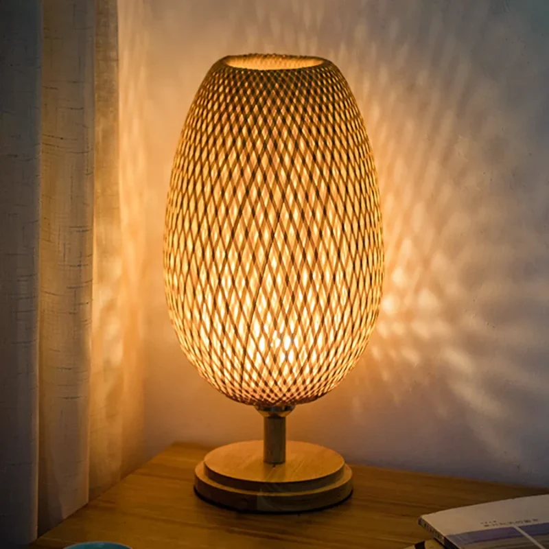 Skanto | Rattanlampe – Stufenlos dimmbare Korblampe für Schlafzimmer- und Wohnzimmerdekor