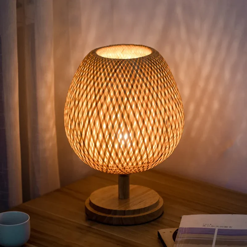 Skanto | Rattanlampe – Stufenlos dimmbare Korblampe für Schlafzimmer- und Wohnzimmerdekor