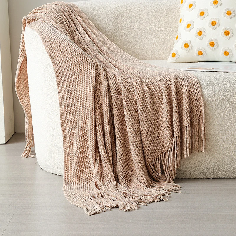 Weiches strukturiertes Strickwurfdecke