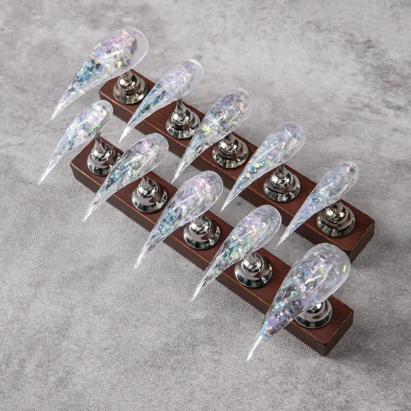 Stiletto Press-On Nail Set mit irisierendem Glitter-Finish