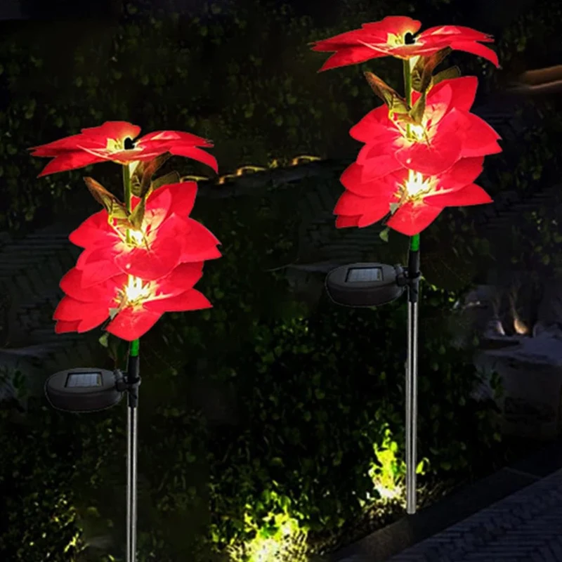 2er Set LED Solar Laternen Gartenleuchte Blumen Solarlampe