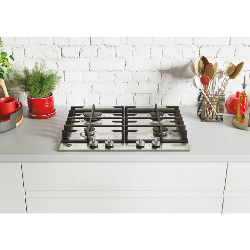 Hoover 4 Burner Einbau Gas Kochfeld - Edelstahl | HHG6BRK3X
