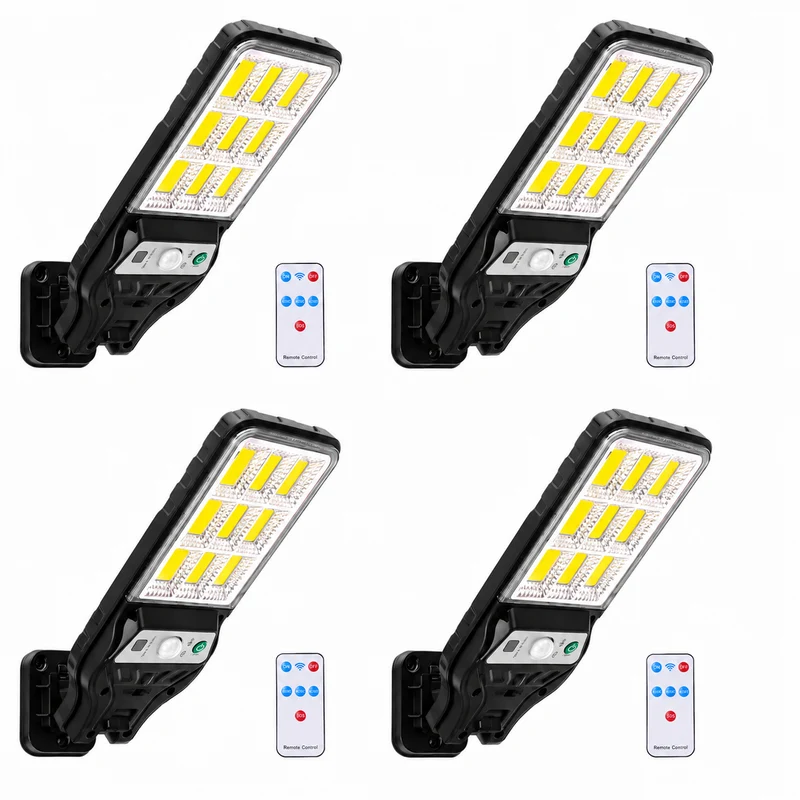 4x COB Solarleuchte Bewegungsmelder Solarlampe Strahler Licht Fluter