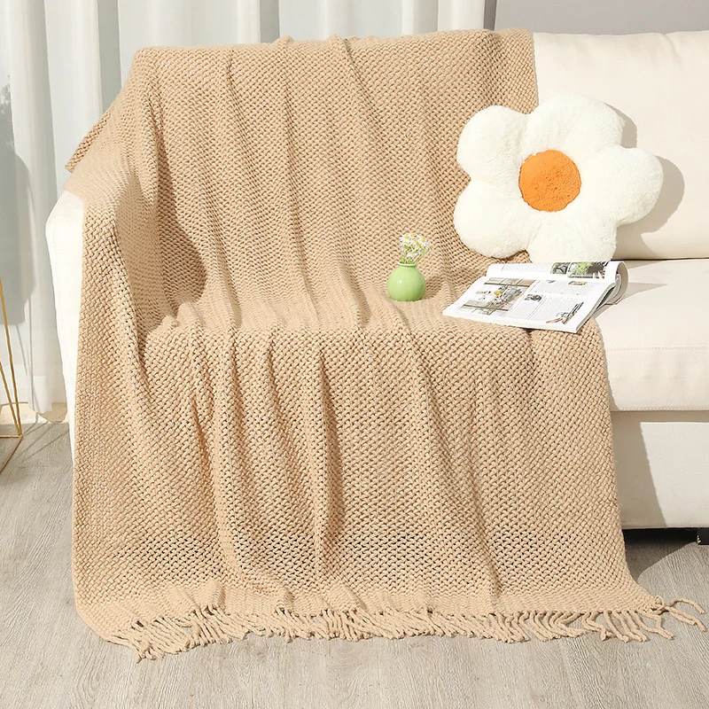 Schwergewicht strukturiert Strickwurfdecke
