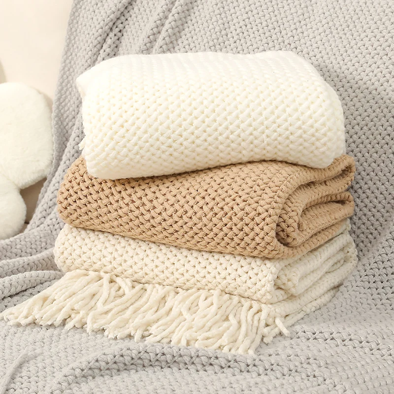 Schwergewicht strukturiert Strickwurfdecke