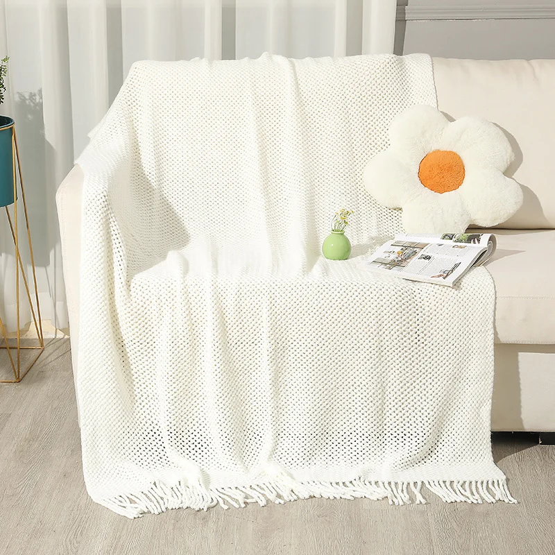 Schwergewicht strukturiert Strickwurfdecke