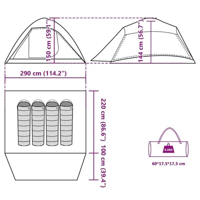 Campingzelt Kuppelzelt Outdoor Zelt Wasserdicht Trekkingzelt 4 Personen