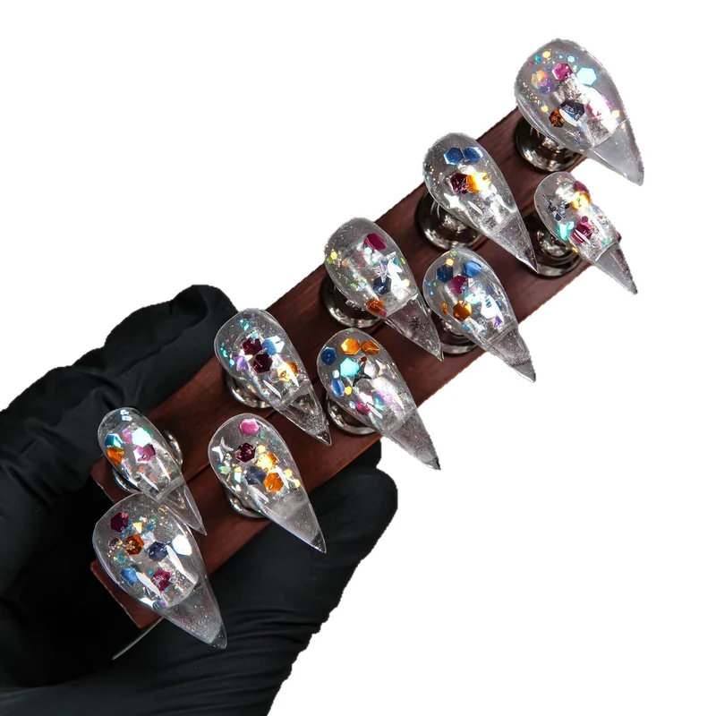 Stiletto Press-On Nagelset mit Glitter- und Ombre-Finish