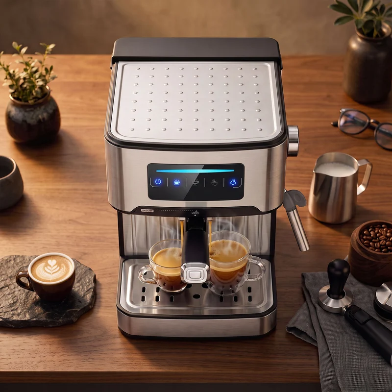20-Bar Espresso Machine with Milk Frother and 1.6 L Tank, LED Touch