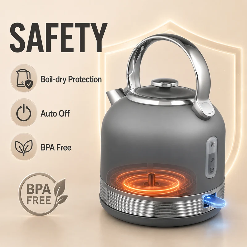 1.7L Kettle & 4-Slice Toaster with 7-Level Browning, Defrost & Reheat, Grey