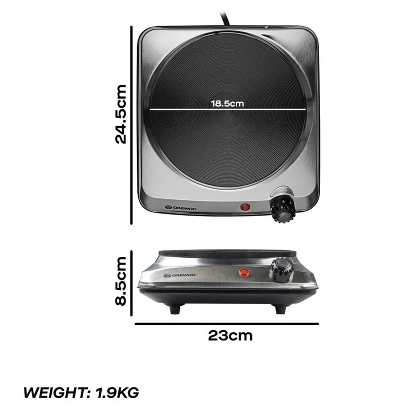Daewoo Single 1500W Hot Plate Kochfeld - Edelstahl | 874976