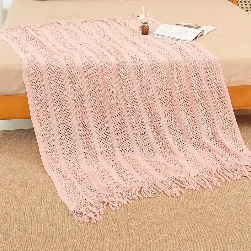 Dekorative Fransen Strickwurfdecke