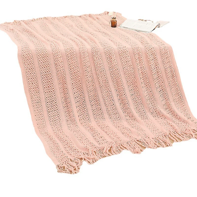 Dekorative Fransen Strickwurfdecke