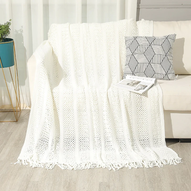 Dekorative Fransen Strickwurfdecke