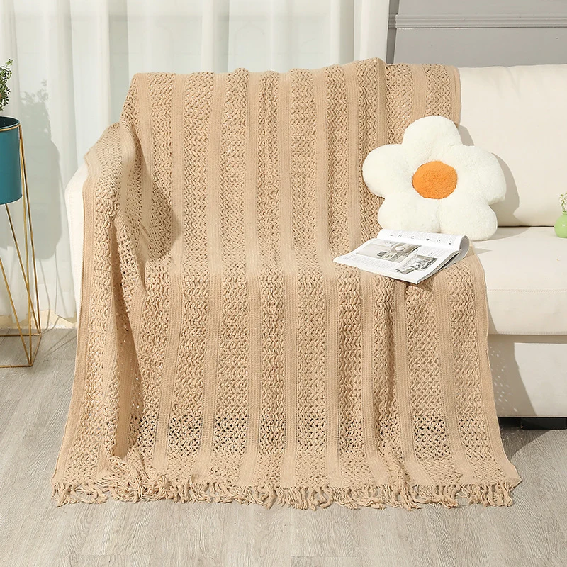 Dekorative Fransen Strickwurfdecke