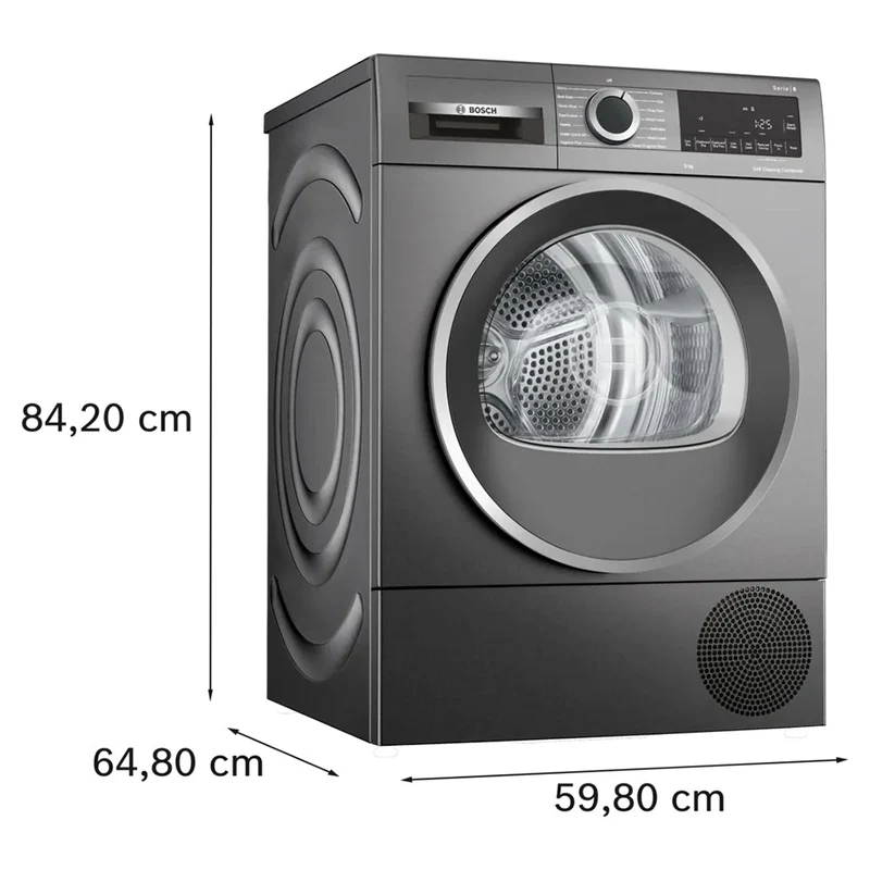 Bosch Series 6 9KG Heat Pump Wäschetrockner - Cast Iron Grau | WQG245R1GB