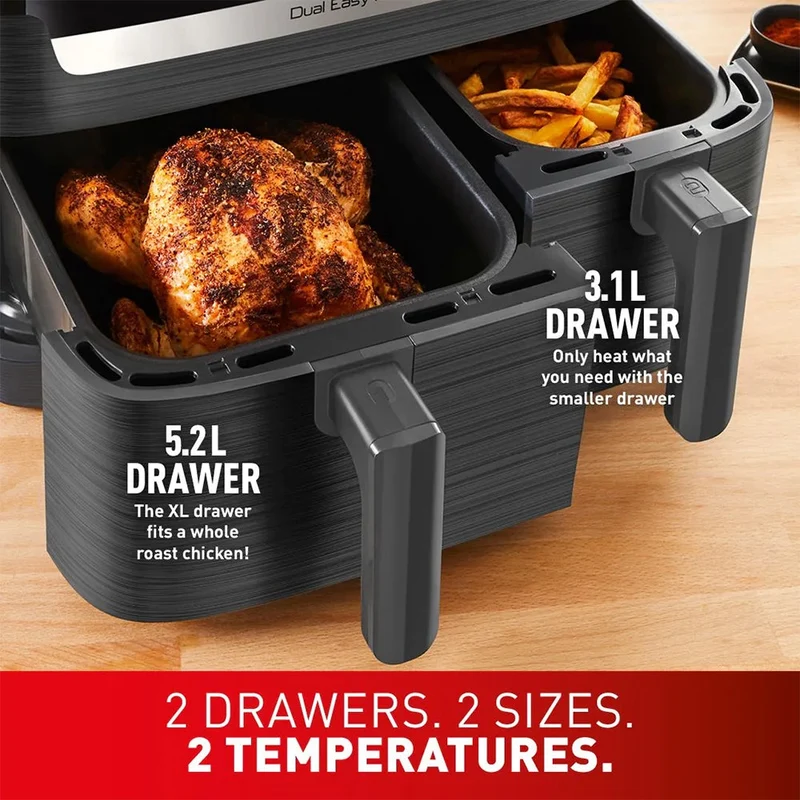 Tefal 8.3L Easy Fry Dual Heißluftfritteuse - Coal | EY901HG0