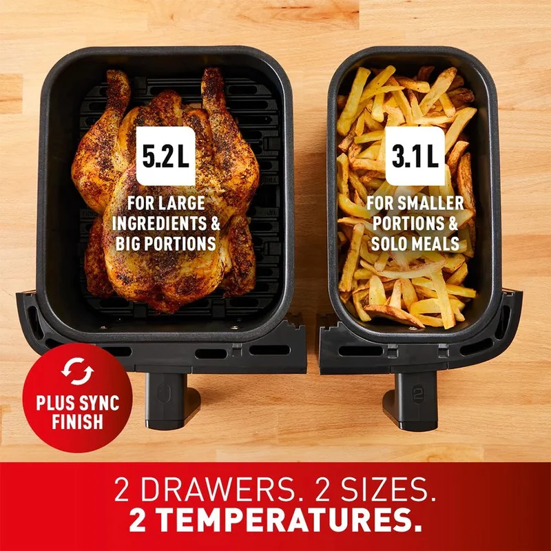Tefal 8.3L Easy Fry Dual Heißluftfritteuse - Coal | EY901HG0