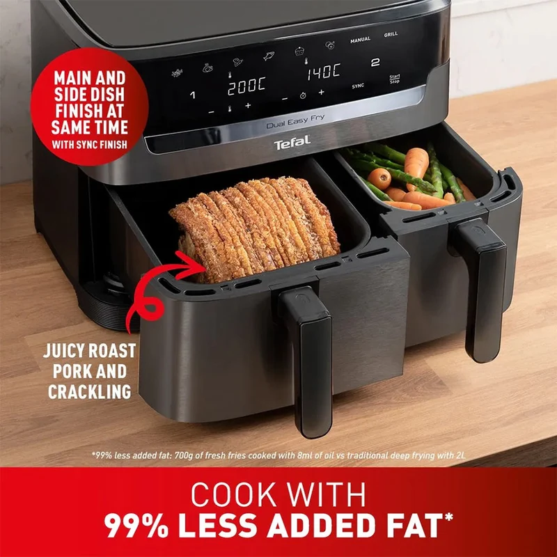 Tefal 8.3L Easy Fry Dual Heißluftfritteuse - Coal | EY901HG0