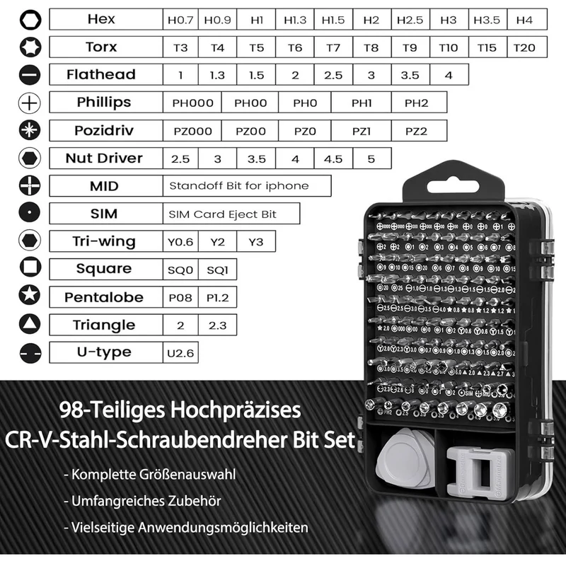 115in1 Präzisions Schraubendreher Set Werkzeugset Elektronik Werkstatt