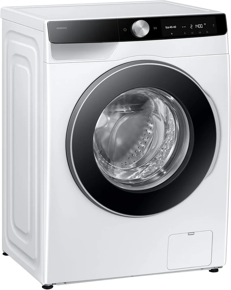 Samsung WW90DG6G94LKU2 WW6100D Waschmaschine, 9 kg, AI Ecobubble, Dampf, SmartThings, schmal, Weiß, SuperSpeed 39 Min, Klartext-Display, 10%, EEK: A
