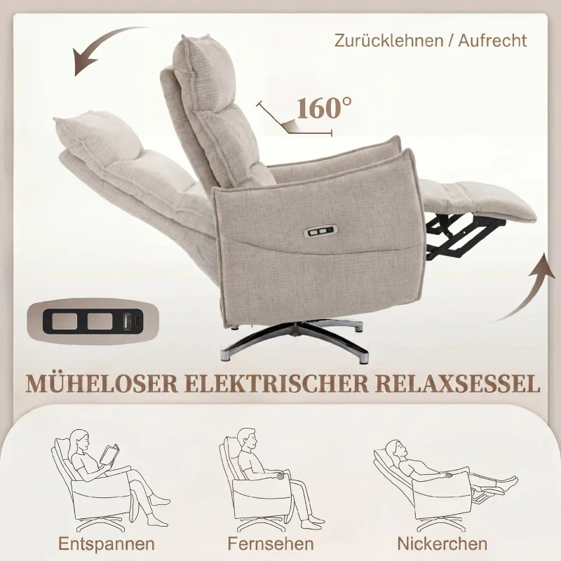 Drehbar Elektrisch Relaxsessel Sessel Massage Möbel Wohnzimmer