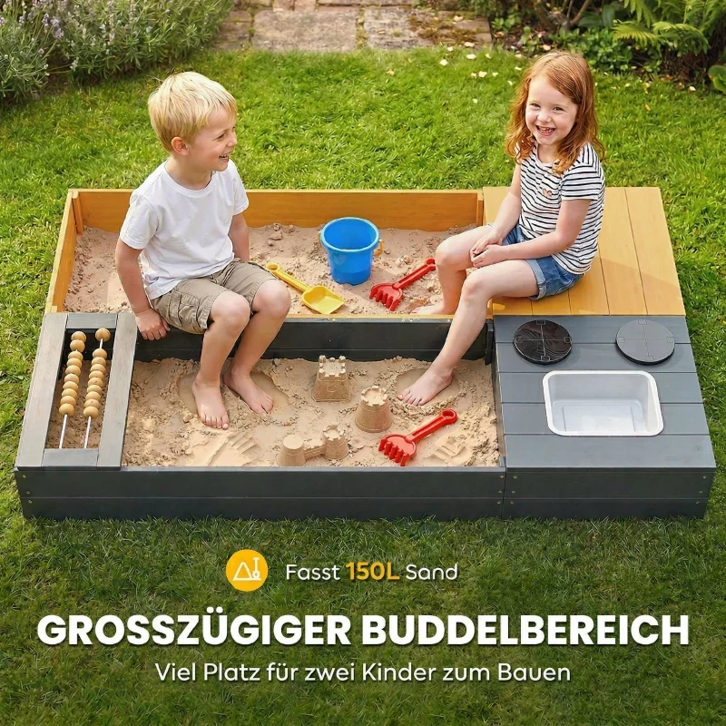 Sandkasten 2-teilig 150x90cm Sandkiste Outdoor Spielgeräte