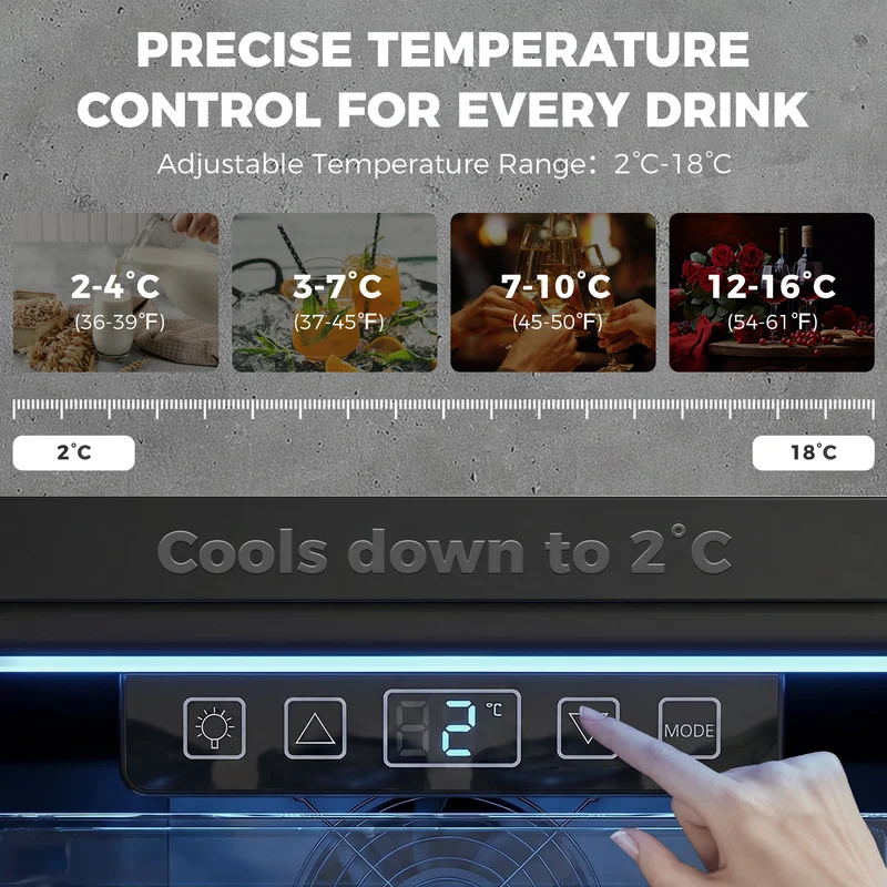 90L Under-Counter Drinks Fridge for 139 Cans with Double-Glass Door & LED