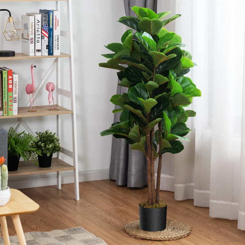 2x Kunstpflanze 120cm Künstlich Feigenbaum Dekopflanze Zimmerpflanze