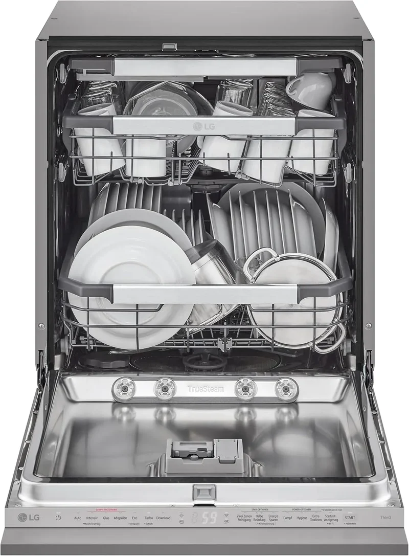 LG DB476TxS Geschirrspüler, 43 dB, Energieklasse A, Dampf, Silber, ThinQ