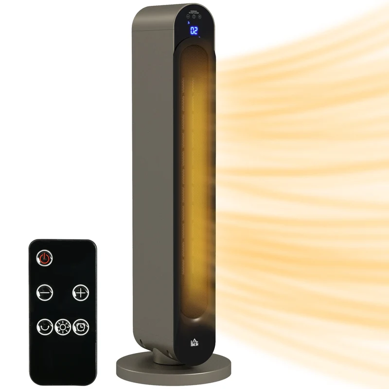 2200W Ceramic Tower Space Heater with Remote Control, 3 Modes, Silver