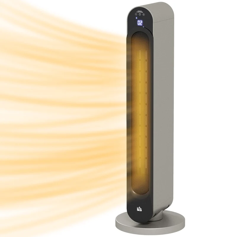 2200W Ceramic Tower Space Heater with Remote Control, 3 Modes, Silver