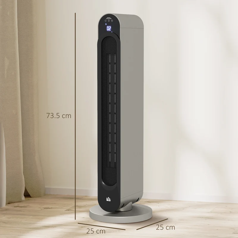 2200W Ceramic Tower Space Heater with Remote Control, 3 Modes, Silver